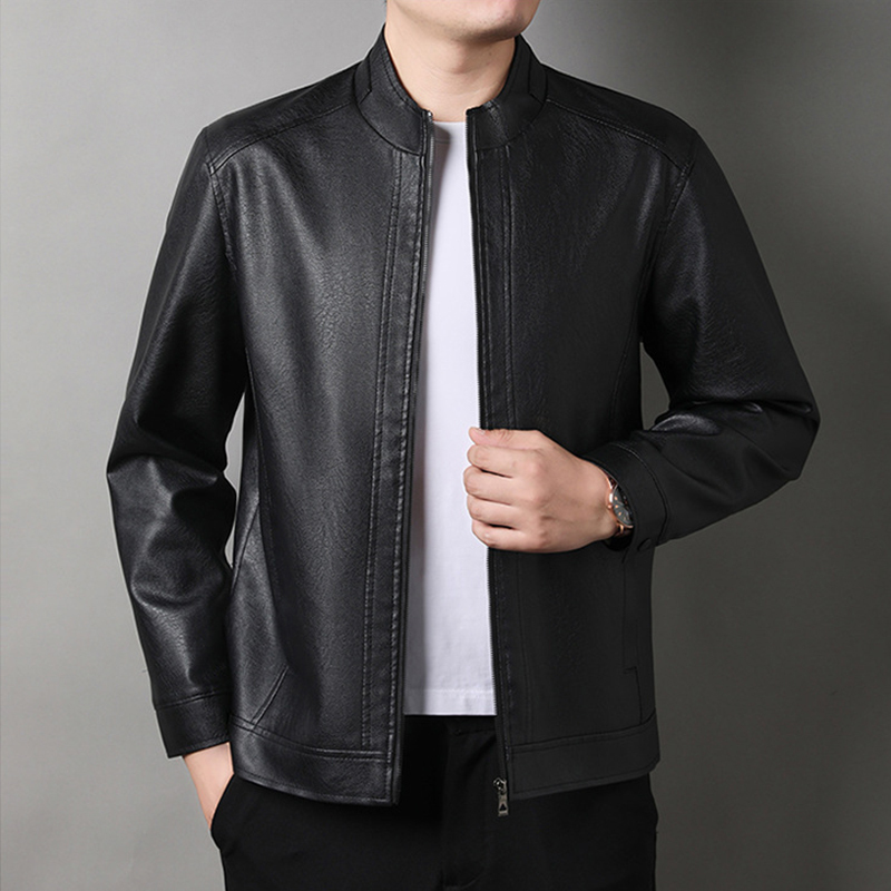 Fashionable Stand-Up Collar Leather Jacket for Men, Spring and Autumn 2025 New Trendy Autumn and Winter Motorcycle Soft Pu Leather Jacket