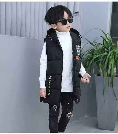 Áo vest bé trai cotton 2018 thu đông 2018 trẻ em dài trùm đầu cotton Áo khoác trẻ em Hàn Quốc ghi le jean cá tính cho bé
