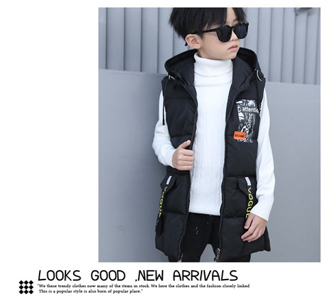 Áo vest bé trai cotton 2018 thu đông 2018 trẻ em dài trùm đầu cotton Áo khoác trẻ em Hàn Quốc ghi le jean cá tính cho bé