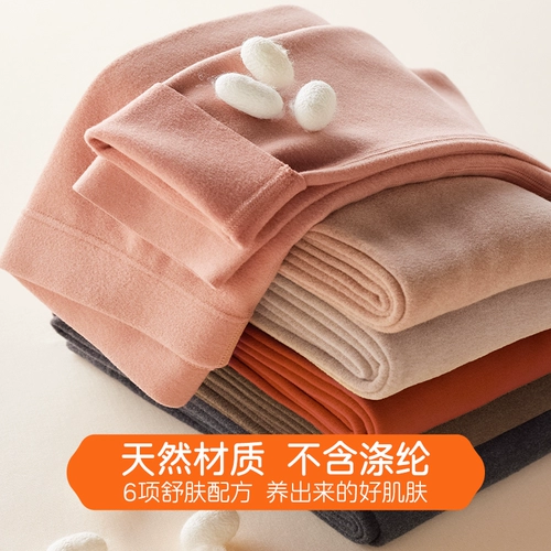 Бархатные удерживающие тепло шерстяные штаны, зимнее базовое термобелье