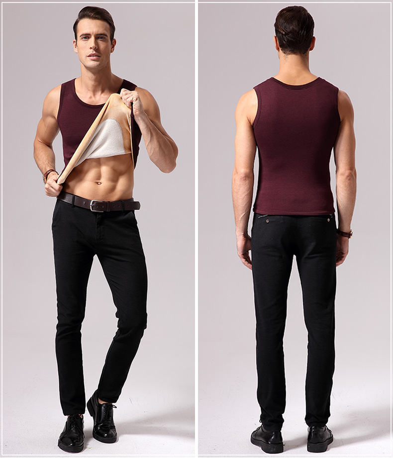 Của nam giới mùa thu và mùa đông ấm vest nam cộng với nhung dày chặt chẽ skinny đáy áo sơ mi ấm bông vest đồ lót