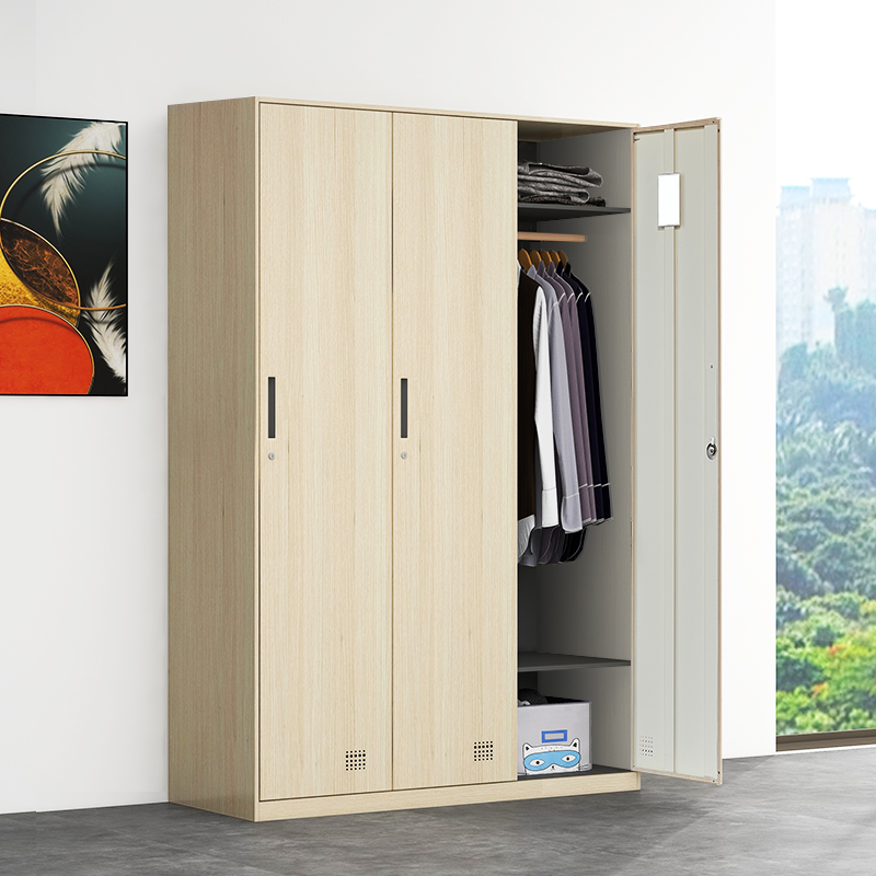 1200 Widening locker Employee cabinet steel wood grain containing cabinet Tin Cabinet Fitness Room Dormitory wardrobe with lock