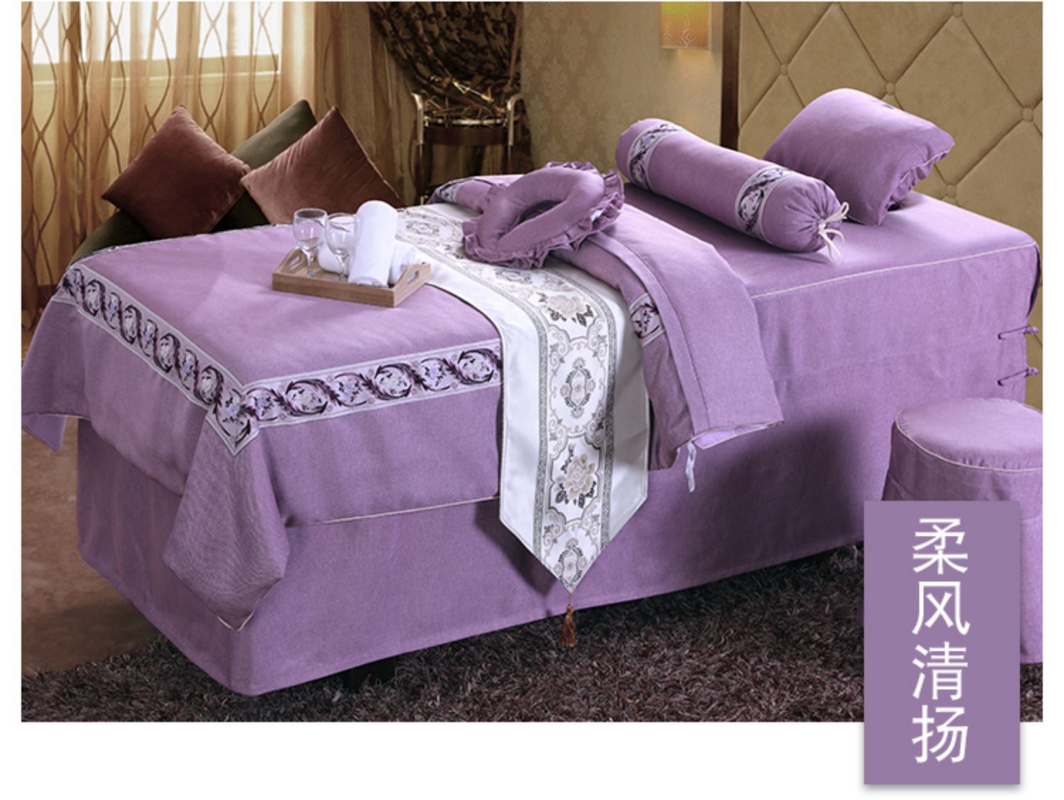Làm đẹp giường bốn bộ thẩm mỹ viện đặc biệt nhung bông massage vật lý trị liệu trải giường lỗ chì có thể được tùy chỉnh - Trang bị tấm ga trai giuong cho spa