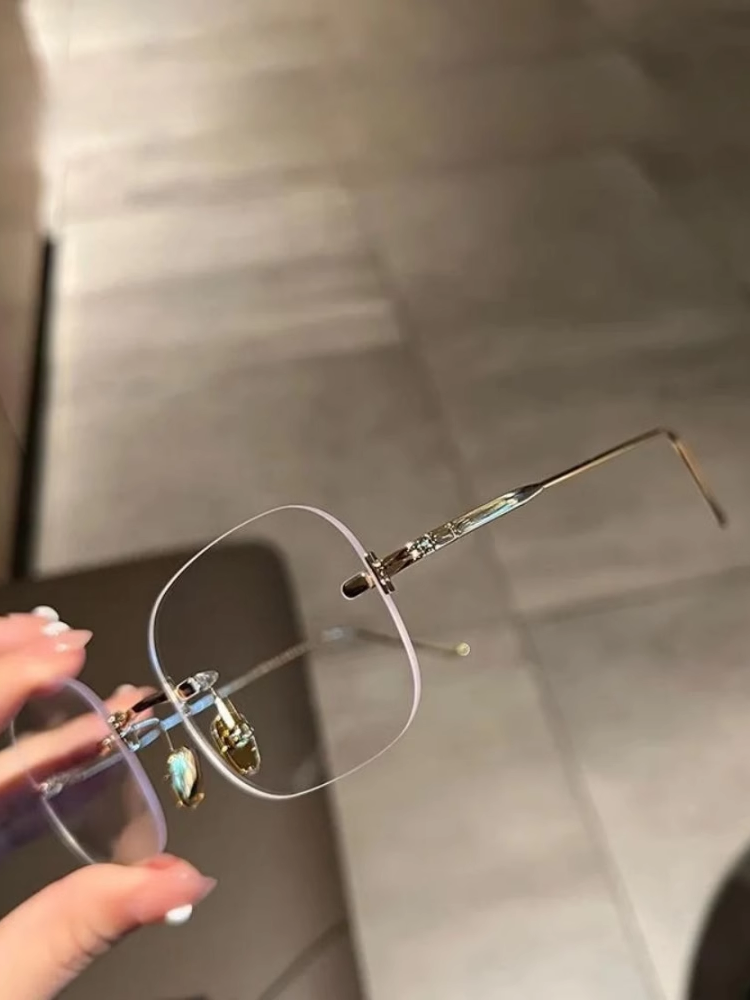 Trendy Instagram-Style Frameless Makeup-Free Look-Enhancing Glasses with Prescription or Non-Prescription Lenses, Ultra-Light Trendy Frames for Men and Women