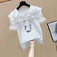 2023 new ruffled doll collar shirt women's summer fashion loose all-match printed short-sleeved design top