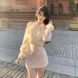 Короткая куртка, юбка, комплект, рубашка