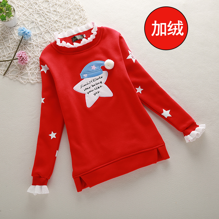 Áo sơ mi bé gái mùa xuân và mùa thu mùa đông áo khoác cotton dài tay cho bé Áo thun trẻ em ấm áp cộng với quần áo nhung áo thun trẻ em thái lan