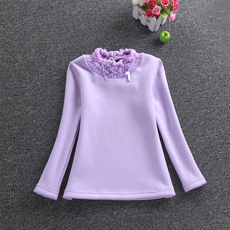 Quần áo trẻ em quần áo thu đông cho bé gái chạm đáy áo cotton dài tay trong áo trẻ em lớn cộng với áo thun nhung dày ấm áp quần áo thủy triều áo phông cộc tay bé gái