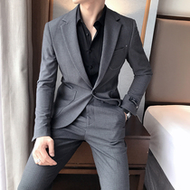 OECANA Korean slim mens suit suit suit trend British small suit work casual two-piece dress