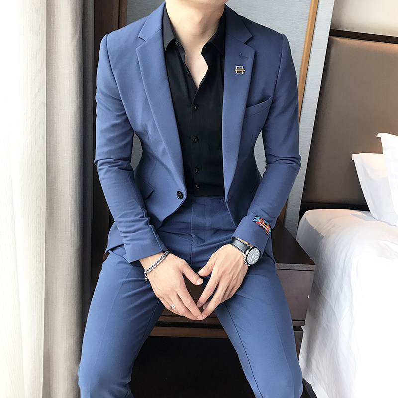 OECANA autumn clothing new men's Inron casual Western suit suit Korean version of suit men's two sets of gowns