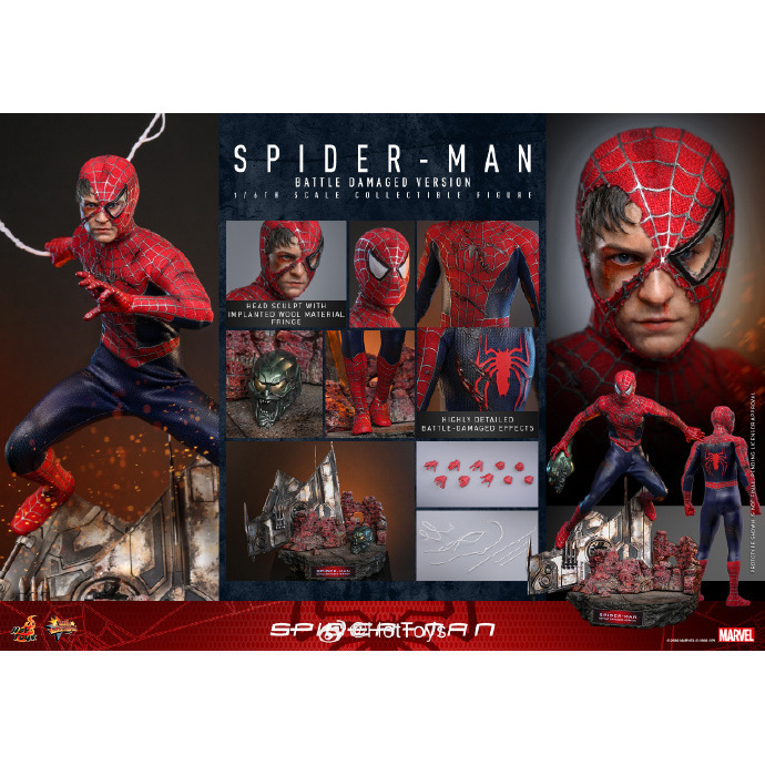 Hot Toys Spider-Man (Battle Damaged Version) 1:6 Scale Collectible Figure Mms859 Hot Toys Spider-Man (Battle Damaged Version) 1:6 Scale Collectible Figure Mms859
