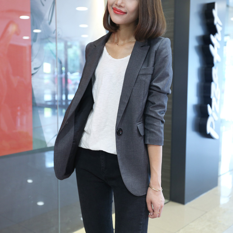 Autumn all-match new small suit Korean slim suit jacket Western style casual small suit jacket female gray tide