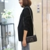 Bộ đồ đen hoang dã 2018 thu đông phiên bản mới của Hàn Quốc với kiểu dáng thon gọn một nút nhỏ phù hợp với áo khoác nữ dài