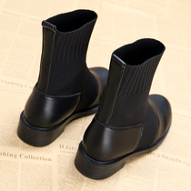 Socks boots 2021 new autumn and winter thin Martin boots plus velvet Joker flat boots womens short boots Spring and autumn single boots