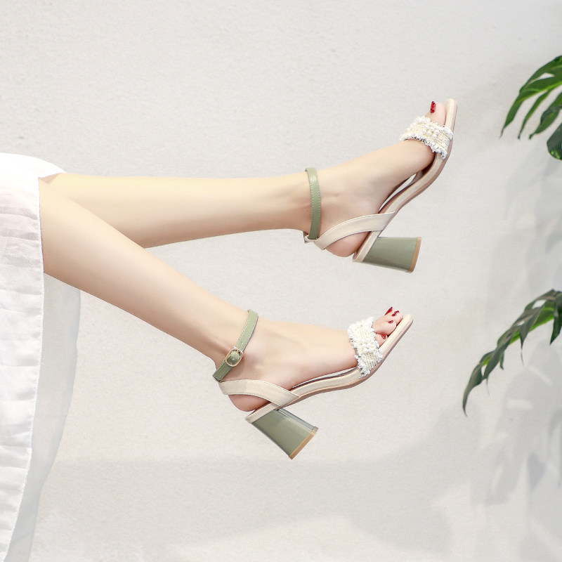 2022 New Summer Fashion Fashion Fairy Festival Stripe in the heel heel 3233 sandals