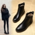 Giày cao cổ nữ đế bệt ngắn 2019 kiểu mới Martin Giày đế bệt đế xuồng mùa thu 41 cộng với giày nhung mùa thu và mùa đông của phụ nữ - Giày ống