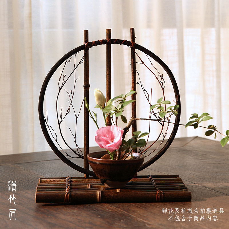 Qingzhu Ju Yuexia Zizhu flower vase flower arrangement table Creative flower stand Chinese and Japanese Zen flower arrangement Taoist home decoration