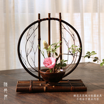 Qing Zhuju Under the moon Zizhu flower vase flower arrangement table Creative flower rack Chinese and Japanese Zen flower arrangement Taoist home decoration