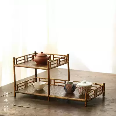 Qingzhuju plum deer tea shed spring high and low tea cup rack tea set storage layer frame Bogui shelf small ornaments