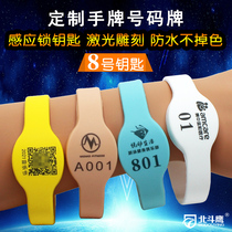 Hand plate number plate sauna foot bath bath digital Mark digital locker induction lock id key bracelet customization