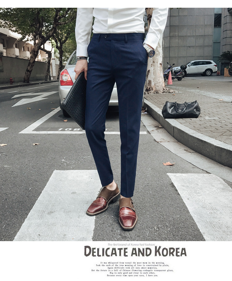 Мужские летние трендовые штаны, костюм, в корейском стиле, облегающий крой, свободный прямой крой 