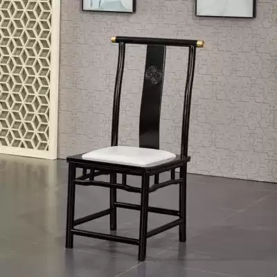 Hotel Chinese-style chair European-style carved style Hotel private room simple modern leather chair armchair Solid wood dining table chair