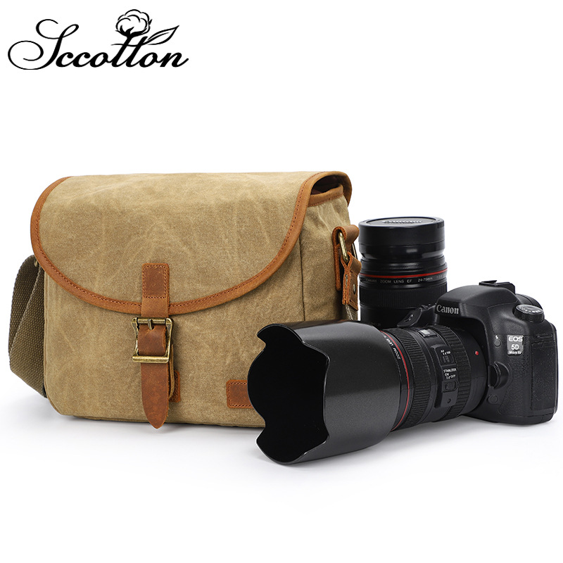 Canon SLR camera bag shoulder Sony Micro SLR camera Nikon canvas retro camera bag 200d 80d 77d 5d3