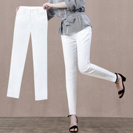 2018 mới quần âu quần trắng chín quần phụ nữ phù hợp với mùa hè quần mùa thu làm việc yếm feet cao eo phần mỏng quần tây nữ lưng cao