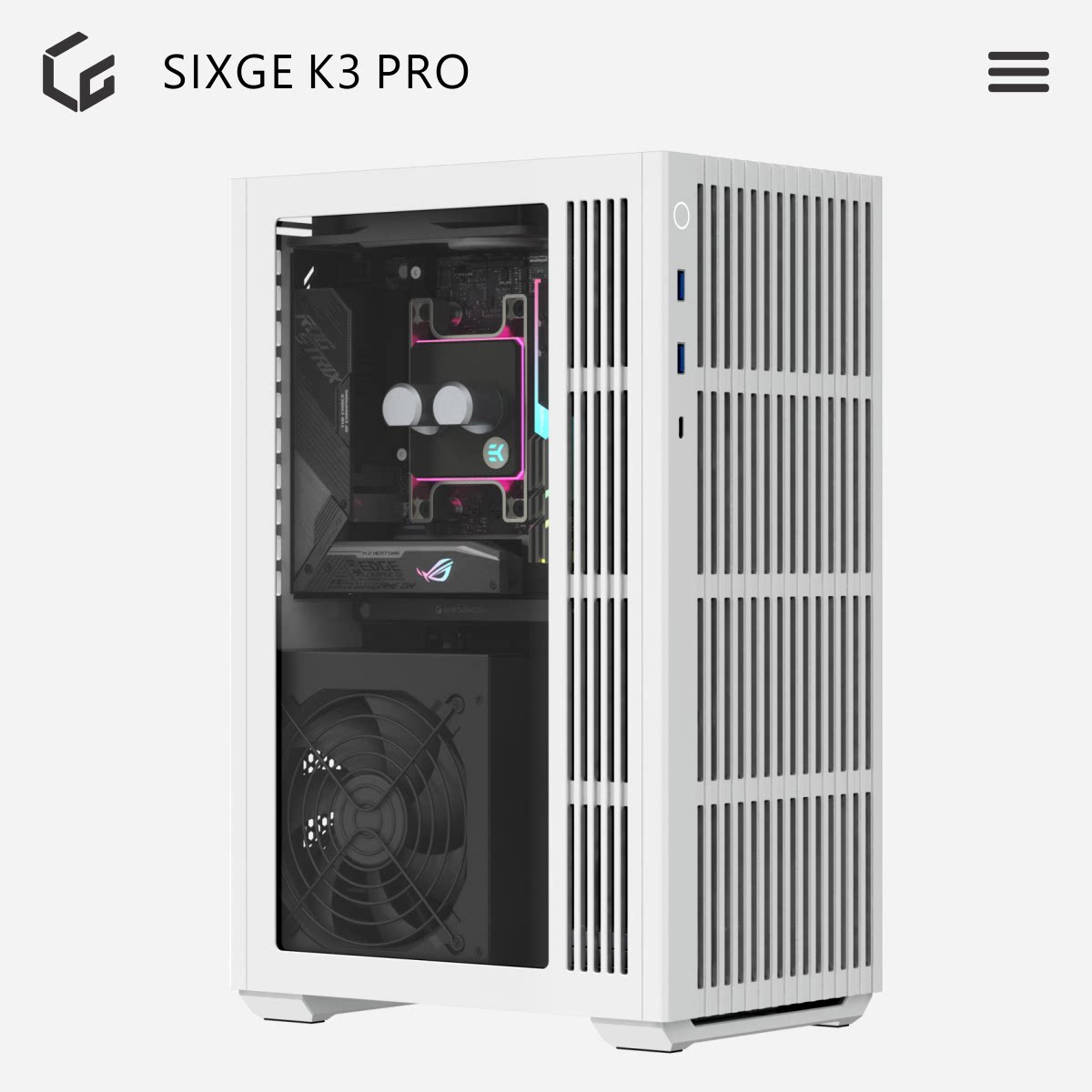 SIXGE K3PRO 立式itx机箱垂直风道A4水冷Formd T1 SSUPD NR200