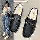 2024 Summer Slippers ໃຫມ່ຂອງແມ່ຍິງດຽວເກີບ Square Toe Baotou Flat Shoes ເຄິ່ງເກີບແຕະສໍາລັບແມ່ຍິງຖືພາ