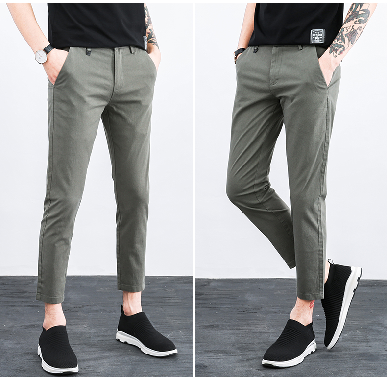 Quần mới 9 điểm nam giản dị Phiên bản Hàn Quốc xu hướng tám điểm 8 chân nam Slim mùa hè hoang dã Quần 9 điểm nam - Crop Jeans đồ nam đẹp