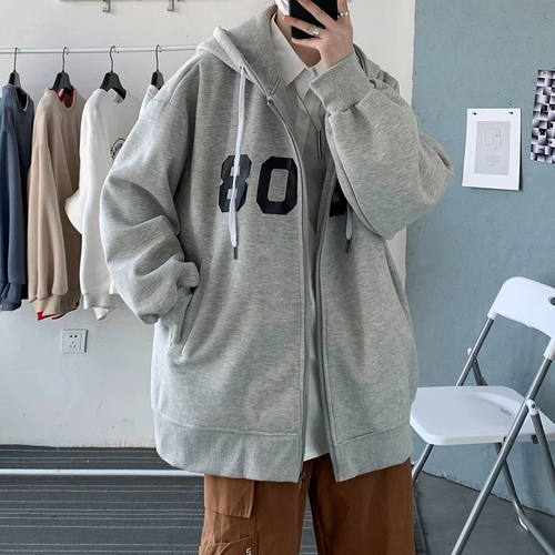 Трендовая толстовка с капюшоном, мужской осенний кардиган для школьников для отдыха, оверсайз