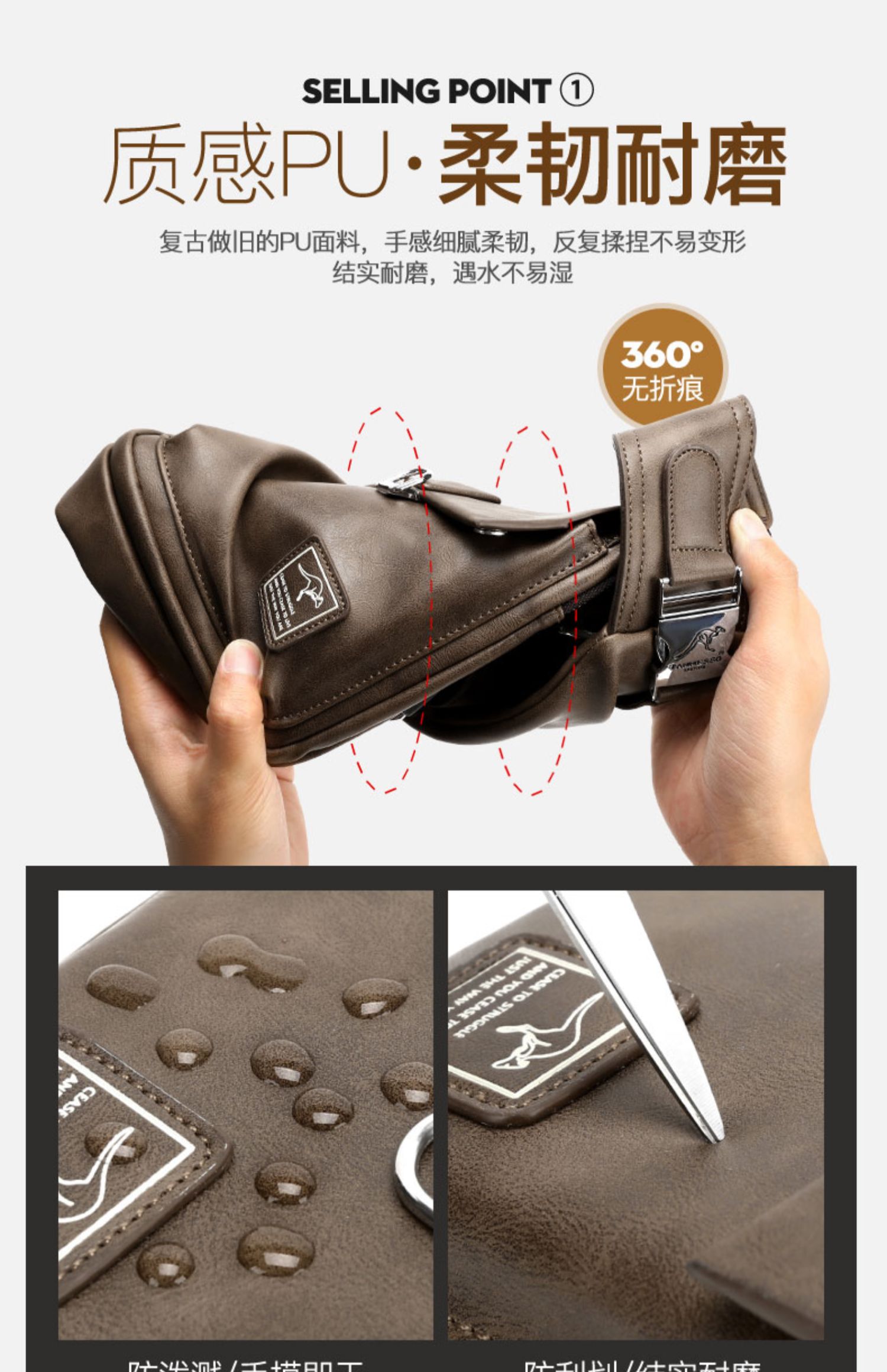 Xạ hương kangaroo chống trộm túi nam túi xách nam túi đeo vai Phiên bản Hàn Quốc của túi da mềm thông thường Túi đeo chéo nhỏ ba lô thủy triều - Túi của con người túi xách đeo chéo