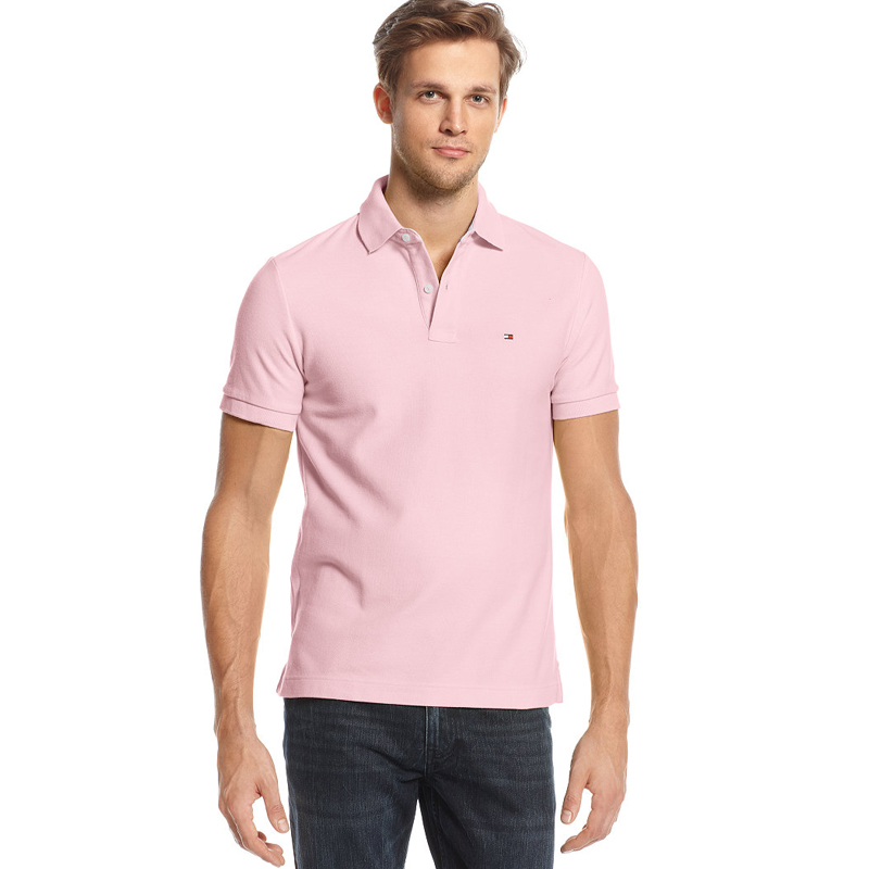 Áo thun nam xuyên thấu Tommy Hilfiger đơn giản cổ điển vừa vặn với áo sơ mi nam tay ngắn màu rắn áo polo tay dài