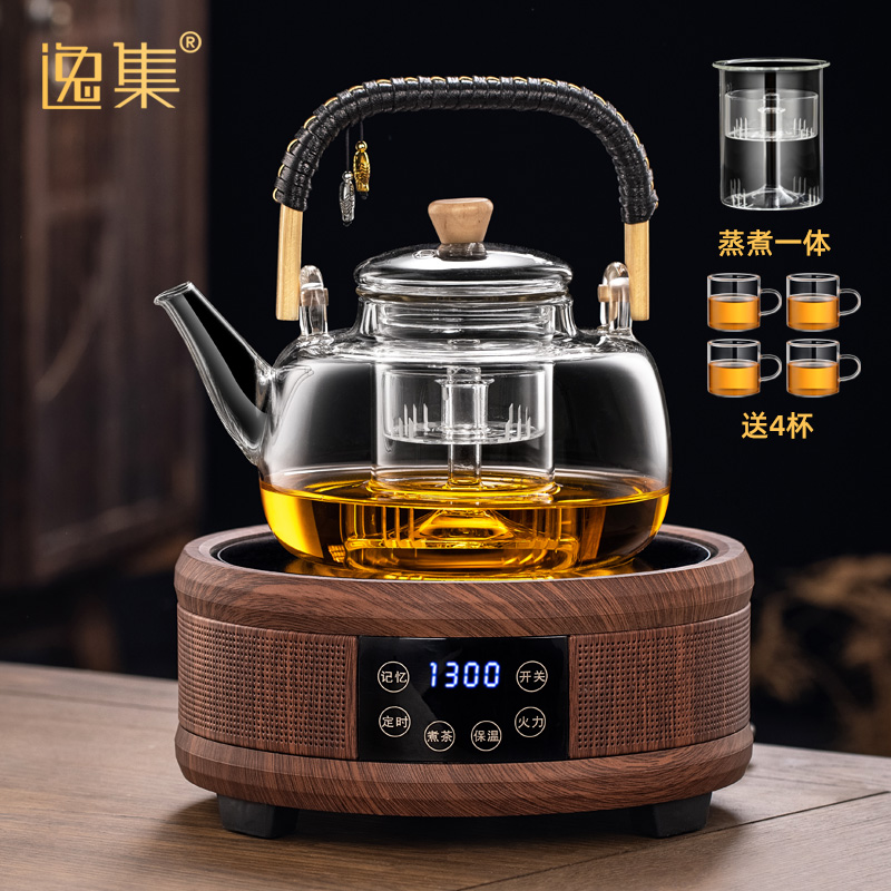 Comfort-set glass electric pottery stove cooking tea-burning kettle old white tea steam cooking tea-integrated domestic tea tea special tea set-Taobao