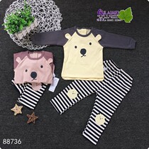 Spring and Autumn Flag Laimei Children's Wear Children's Stretch Cotton Underwear Men's and Women's Winter Backing Shirt Baby's Autumn Clothes and Trousers Set