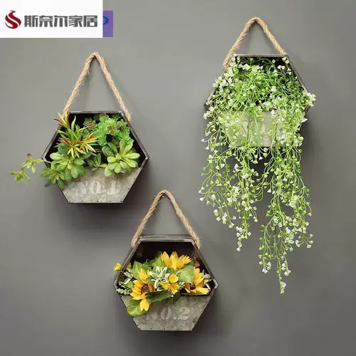Сельская ретро -железо висеть в цветочном горшке для стены стены подвеска творческая подвеска