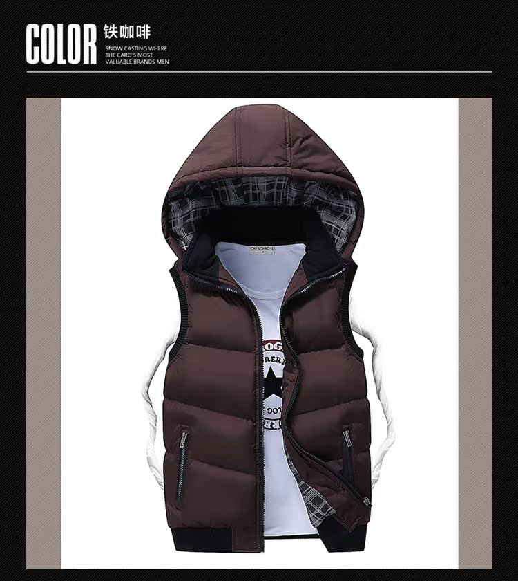 2018 mới trùm đầu đứng cổ áo vest vest thanh niên nam mùa thu đông dày phổ biến kích thước lớn xuống bông vest áo ba lổ
