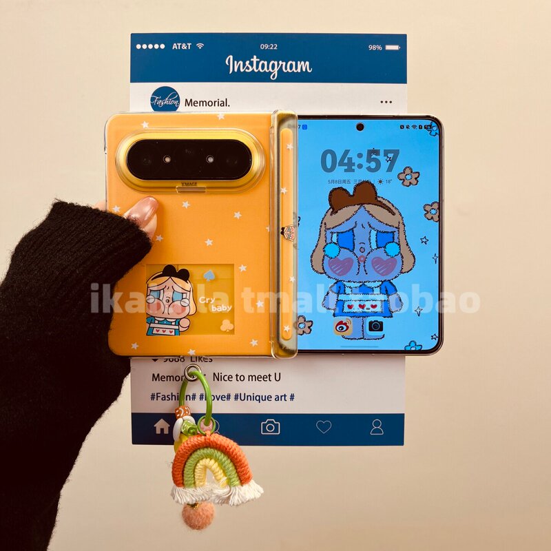 Suitable for Huawei Pura X Max Phone Case with Dual-Axis Protection, Pura X Max Cute Energetic Yellow Star Crying Girl Huawei Large Foldable Screen Ins-Style Pendant Anti-Drop Protective Hard Case Suitable for Huawei Pura X Max Phone Case with Dual-Axis Protection, Pura X Max Cute Energetic Yellow Star Crying Girl Huawei Large Foldable Screen Ins-Style Pendant Anti-Drop Protective Hard Case