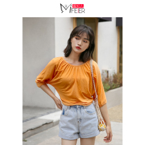 Mi Fei Er bubble sleeve top design sense female niche 2019 new doll shirt heart Korean version shirt summer dress