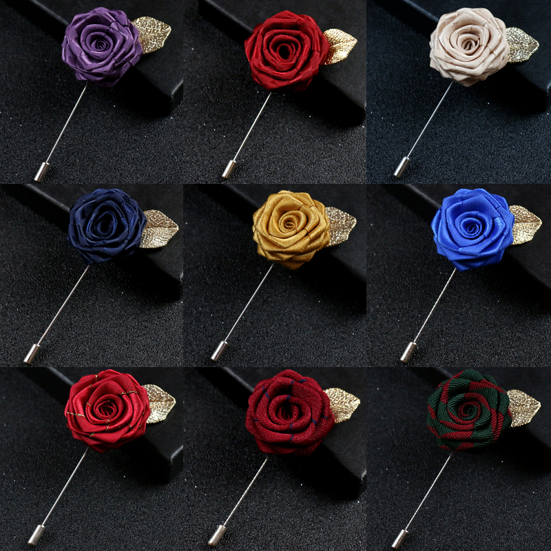 New Trendy Lapel Pin Flower Rose Suit Shirt Red Corsage Korean Style Unisex Flower Handmade Brooch