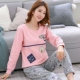 Bộ đồ ngủ nữ mỏng mảnh dài tay mùa thu cotton lỏng hai mảnh Hàn Quốc sinh viên tươi sống dịch vụ nhà có thể được mặc