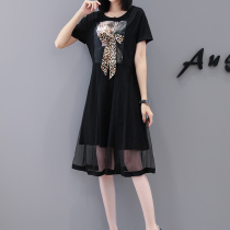 Fat mm dress foreign style age reduction in the long section loose 2021 new trend large size womens clothing thin cover belly