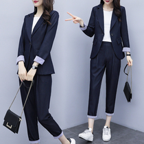  Large size womens clothing fat mm thin two-piece suit suit jacket spring and autumn Western style fashion 2021 new autumn trend