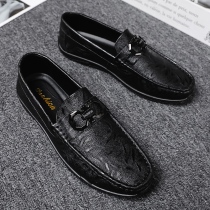 Casual Leather Shoes Male Korean version trendy Inn Bean Bean Shoes Society Little Guy Personality Alligator Tattoo 100 Hitch Men Sloth Shoes