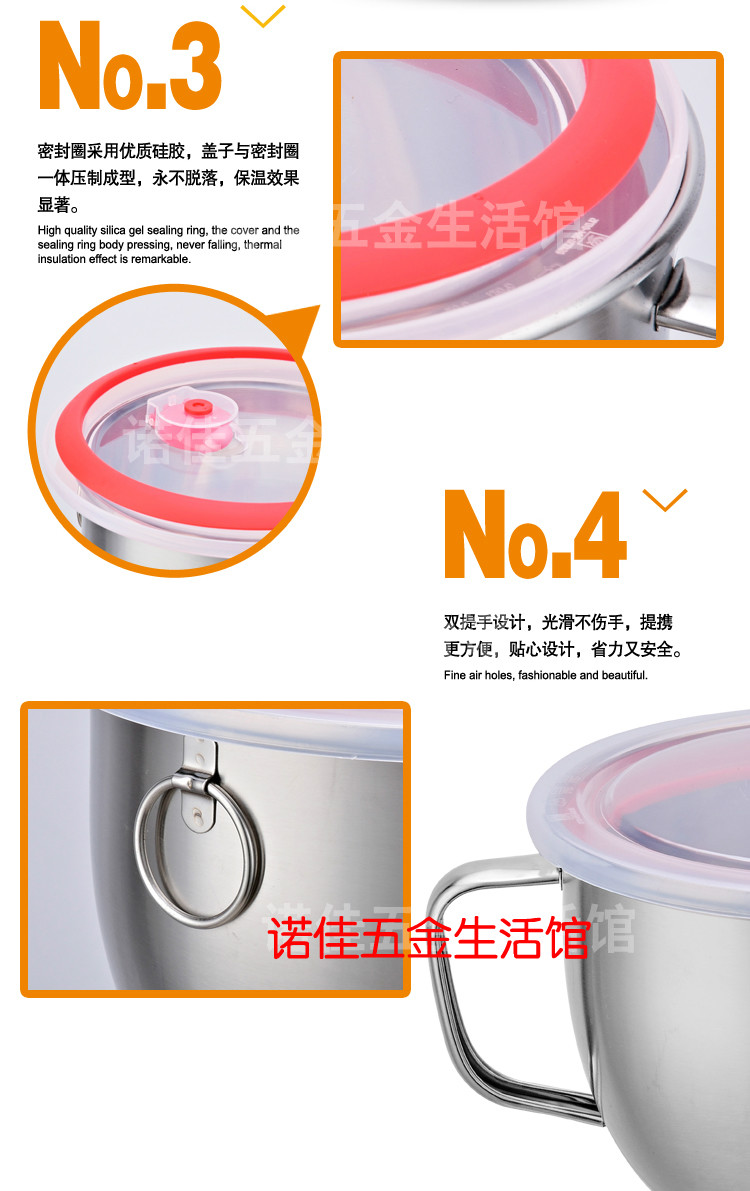 Leyou nhà lớn dày bằng thép không gỉ thức ăn nhanh cốc sinh viên hộp ăn trưa có nắp mì ăn liền bát con dấu sáng tạo - Hộp cơm điện sưởi ấm cặp lồng ủ cơm