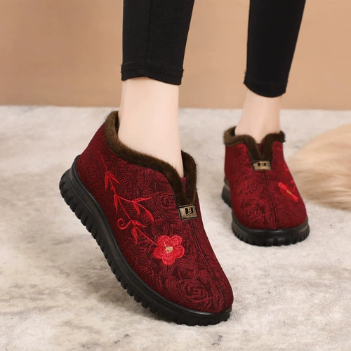 Зимняя утепленная обувь, нескользящие слипоны для матери, сапоги, мягкая подошва