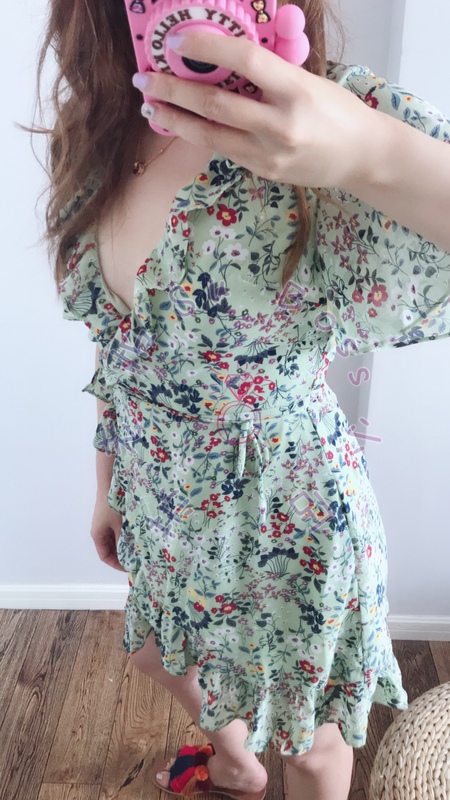 Special British Glamor Retro Chic Printed Ruffle Vacation Beach Dress for Slightly Plump Figures