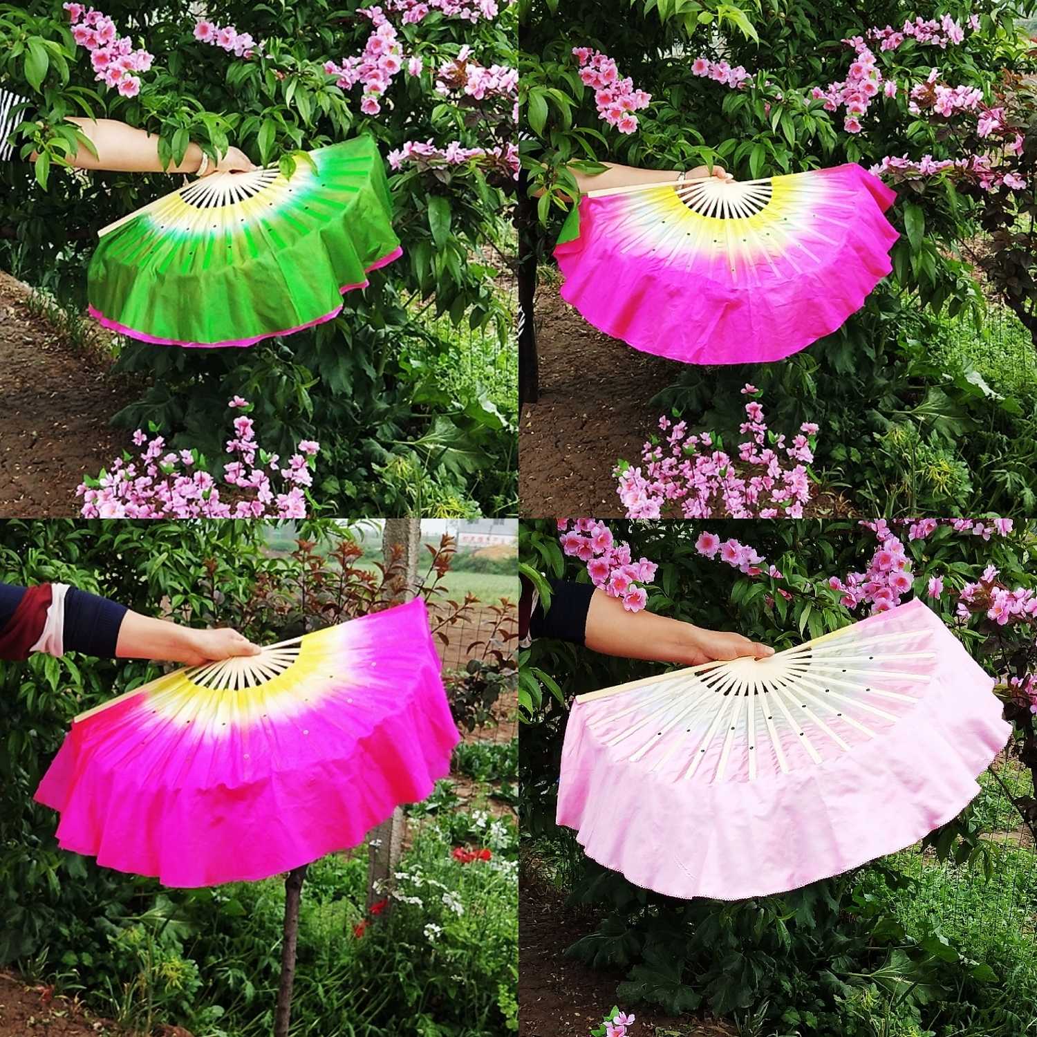 Spring Festival Gala original jasmine children adult with student dance fan double-sided two-color gradient dancing fan Yangko fan