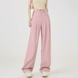 Белый костюм, весенние штаны для отдыха, высокая талия, подходит для подростков, свободный прямой крой